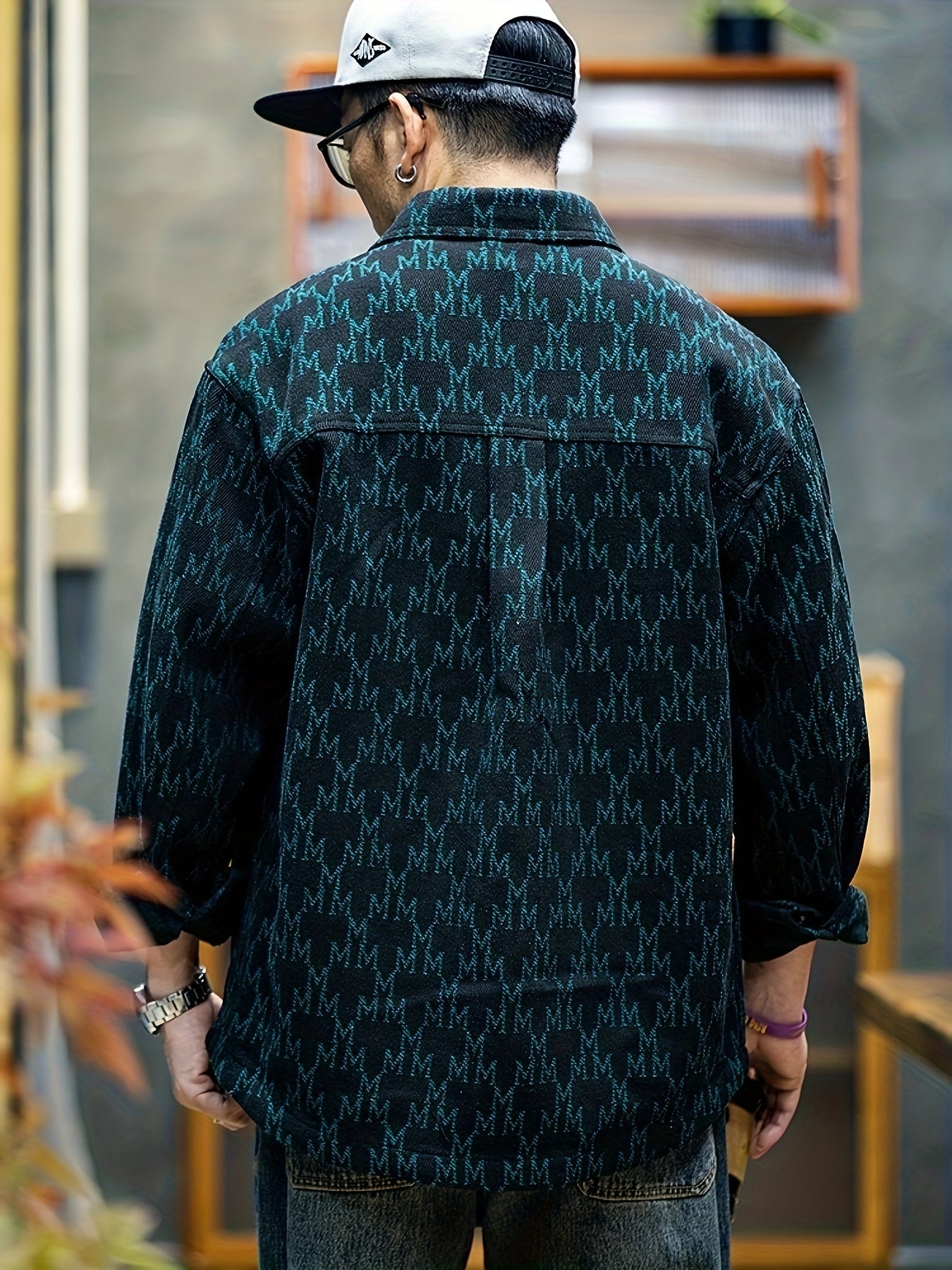 Mens Fashionable Graphic Print Jacket - Stylish & Comfortable Lapel Button Up Coat - Ideal for Spring & Fall - Versatile Long Sleeve Wear