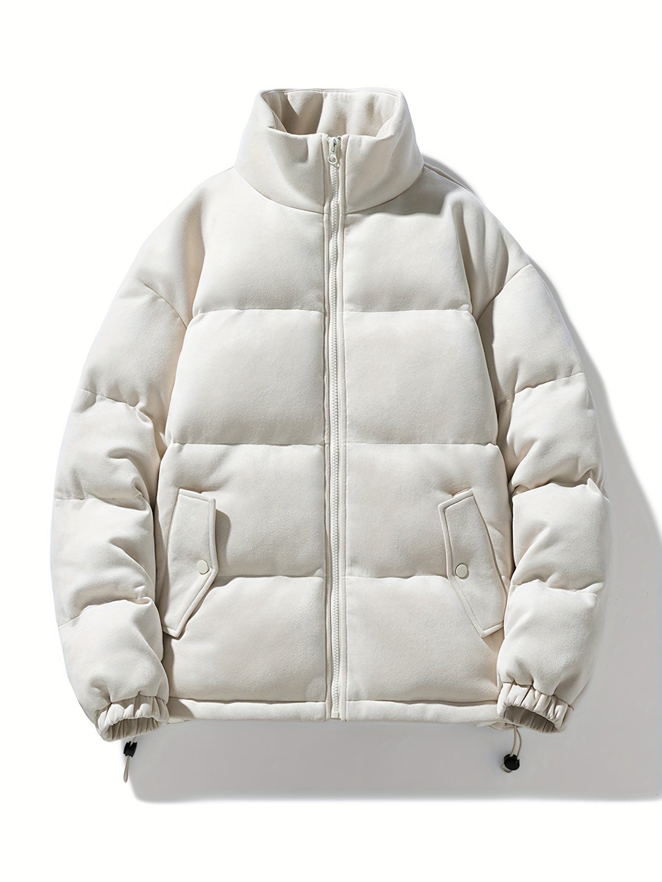 Men's Fashion Letter Print Casual Thick Warm Winter Coat With Stand Collar, Stylish And Cozy Coat