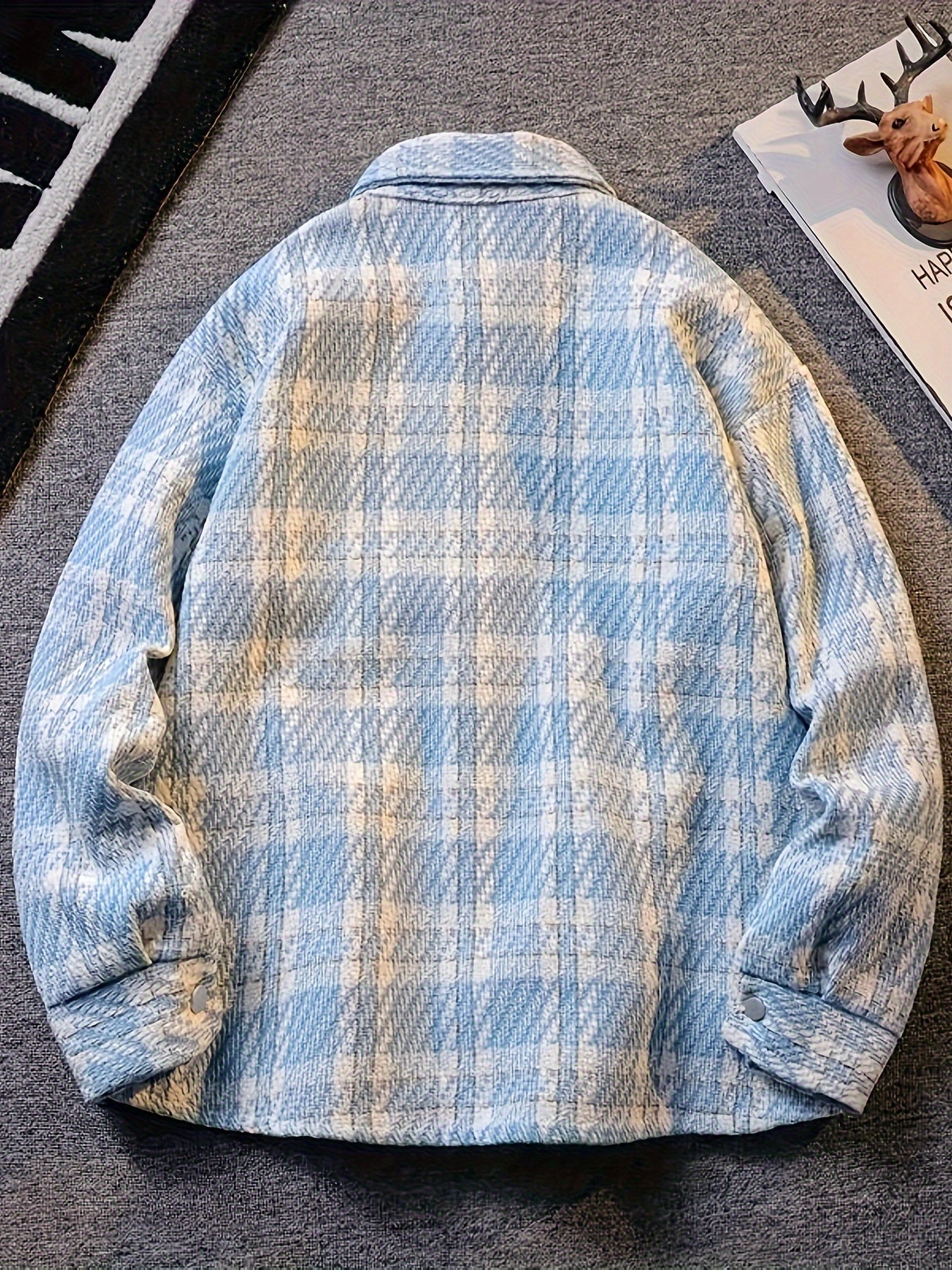 Mens Classic Plaid Loose Fit Long Sleeve Shirt with Chest Pockets - Square Neck, Button Up, Non-Stretch Polyester, Weekend Casual Wear for Spring and Fall Seasons - England Inspired, Cross Pattern, Outdoor and Daily Wear