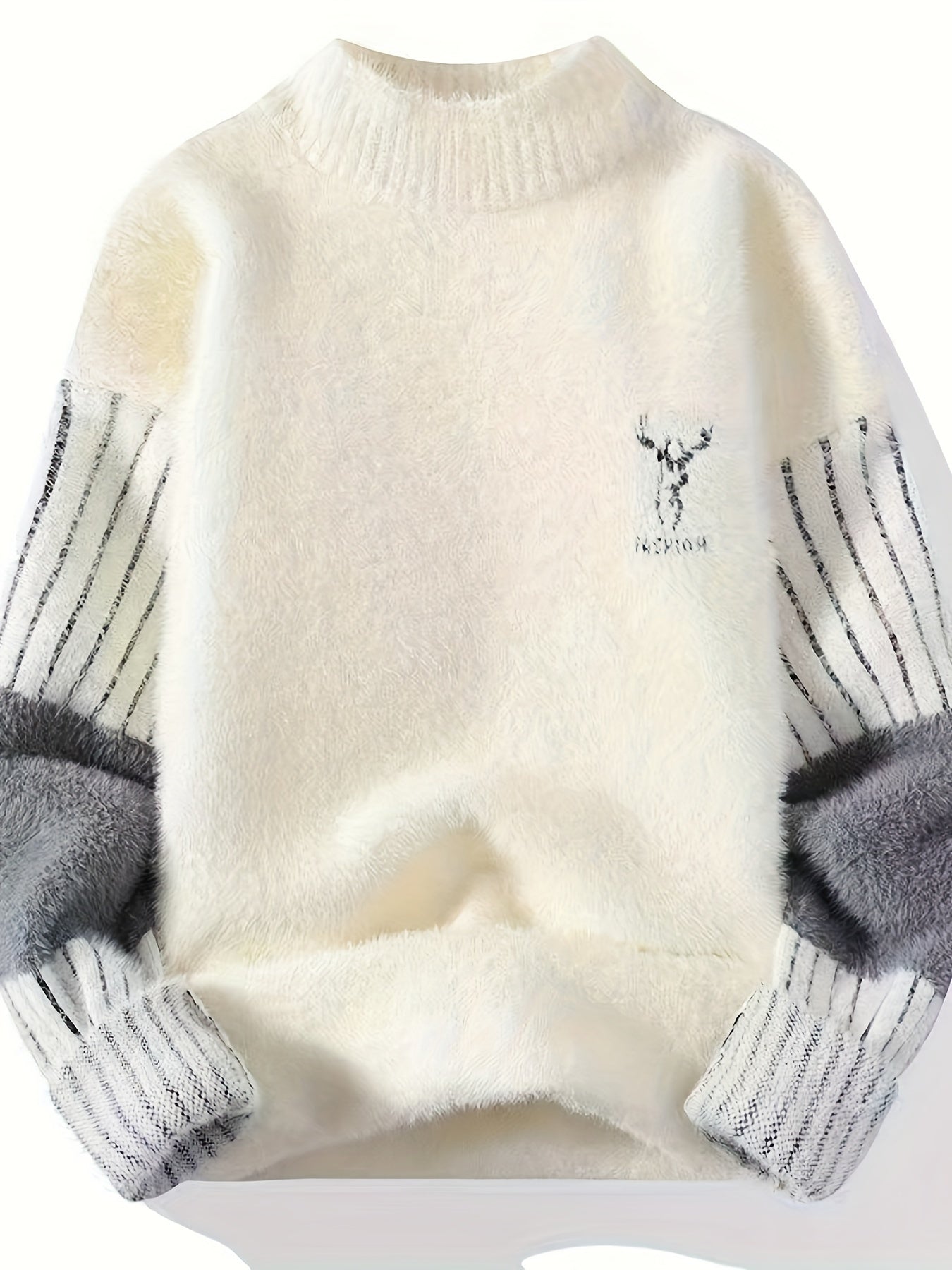 Men's Animal Graphic Pullover Sweater - Nylon Blend, Crew Neck, Rib-Knit Detail, Long Sleeve, Knit Fabric, Slight Stretch, Casual Fall/Winter Skinny Fit Warm Top