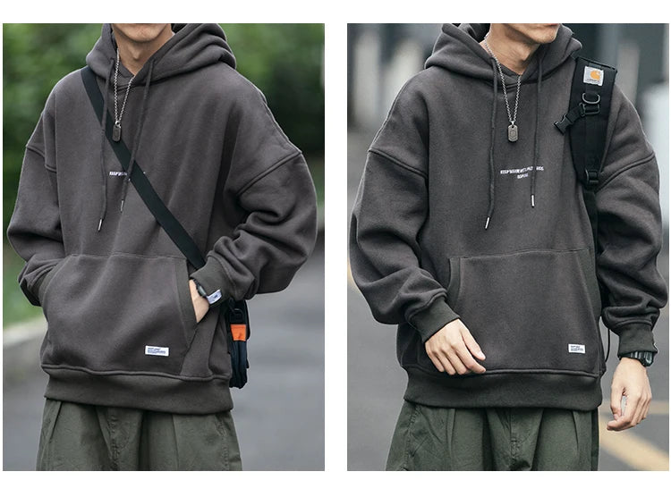 Plus Size Harajuku High Quality Thin Fleece Hoodie Japanese Streetwear Hip Hop Sweatshirt Men Clothing Korean Couple Pullover