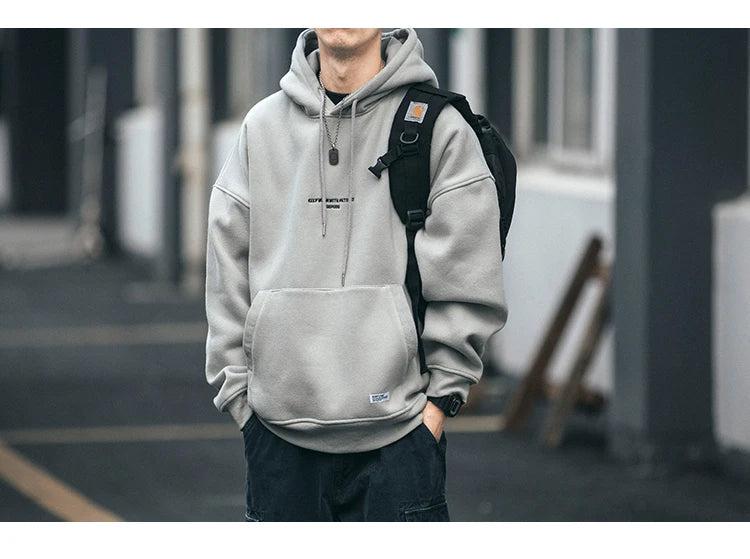 Plus Size Harajuku High Quality Thin Fleece Hoodie Japanese Streetwear Hip Hop Sweatshirt Men Clothing Korean Couple Pullover