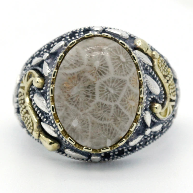 2020 new 925 sterling silver Indian agate ring men and women spinel Turkish handmade jewelry men and women ring