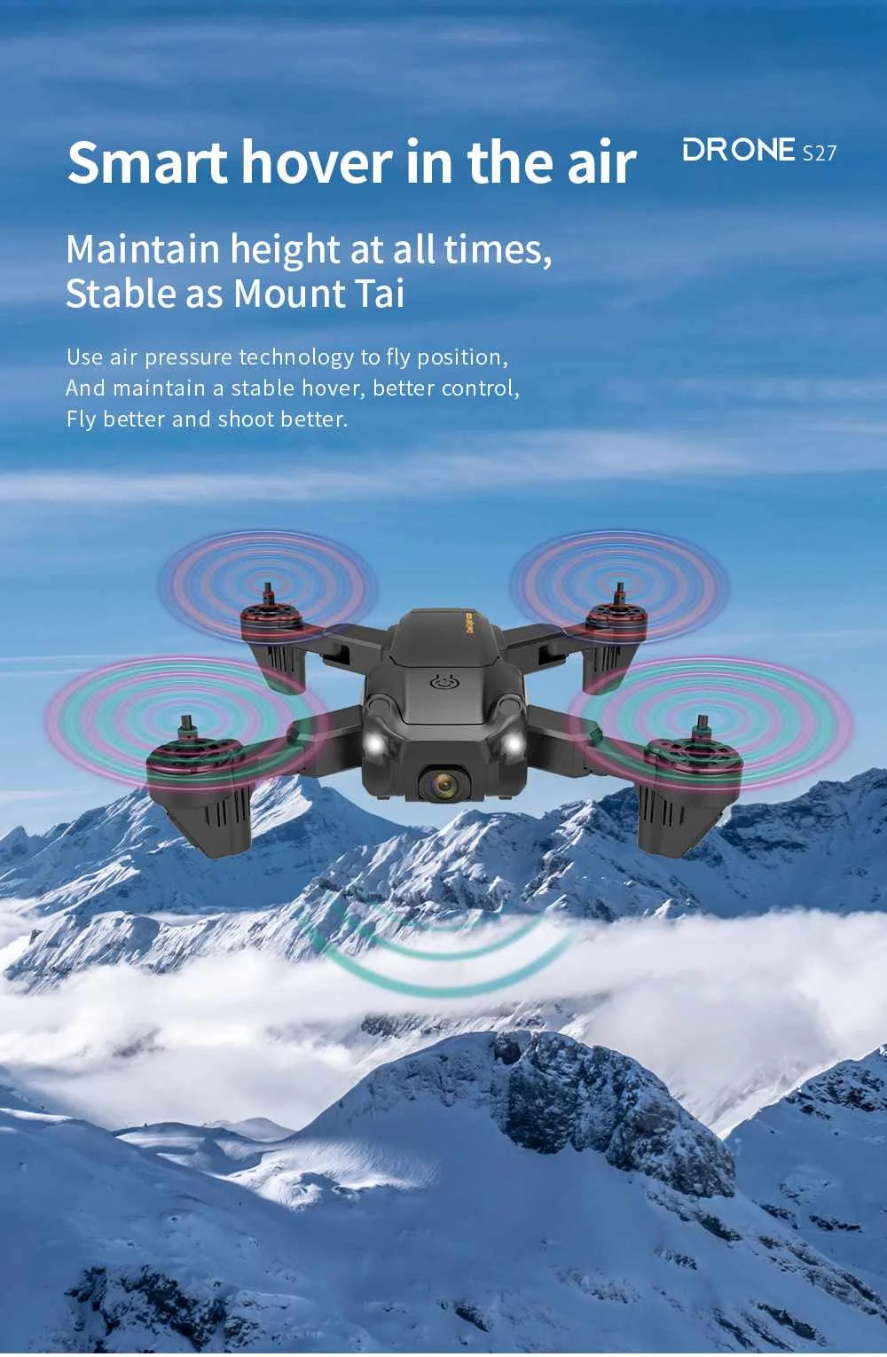 2021 New S27 Mini Drone RC Quadcopter Helicopter with 4K HD Camera Optical flow WIFI FPV Racing Dron Wide Angle Foldable Toy RTF
