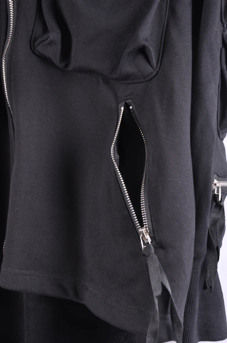 Guochao Dark Ninja clothes multi-pocket functional Hoodie Hoodie men's loose zipper jacket tactical hoodie