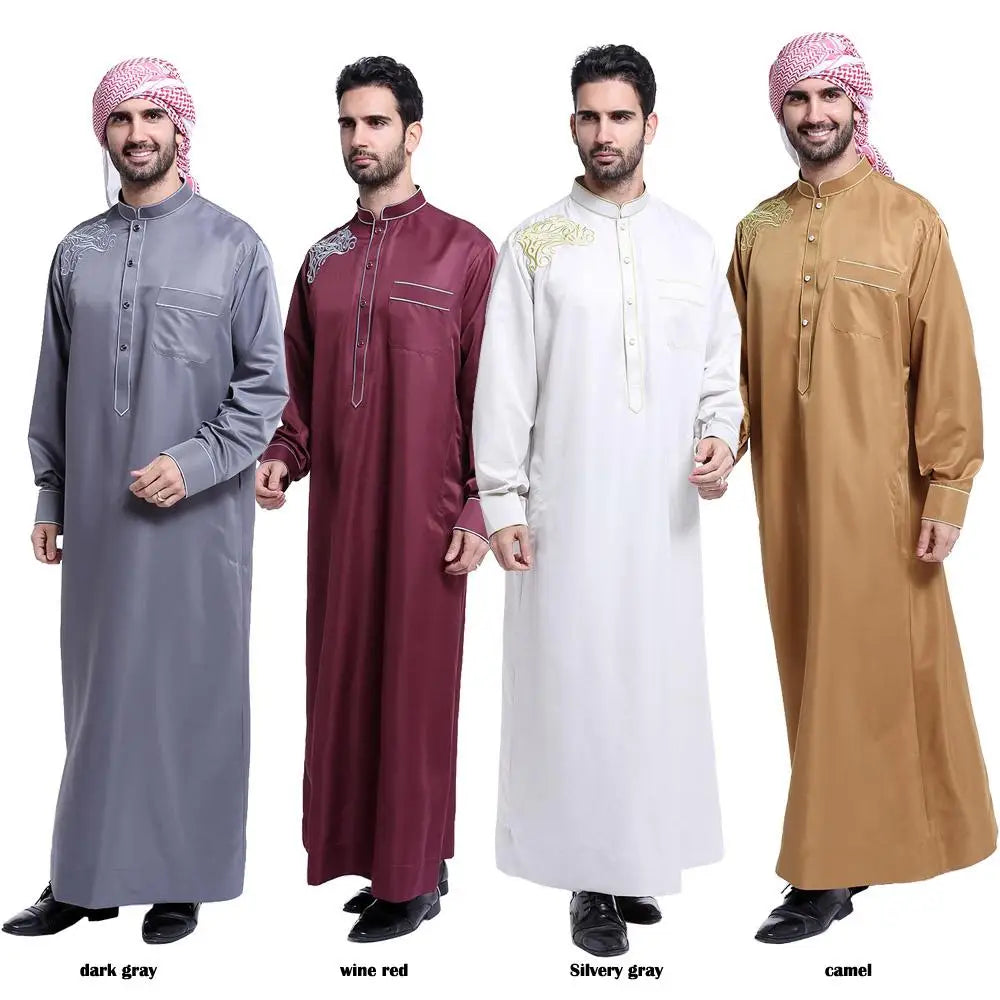 Muslim Fashion Men Robe Middle East Arabian Abaya Dubai Kaftan Arab Turkish Ramadan Musulmana Jubba Thobe Thoub Islamic Clothing