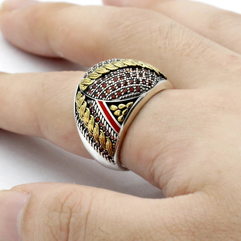 925 Sterling Silver Ring for Men Zircon Stone Jewelry Fashion Vintage Gift Mens Rings Anniversary Lover Gift
