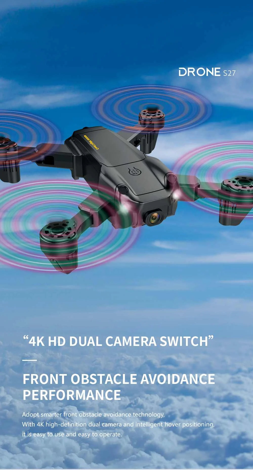 2021 New S27 Mini Drone RC Quadcopter Helicopter with 4K HD Camera Optical flow WIFI FPV Racing Dron Wide Angle Foldable Toy RTF