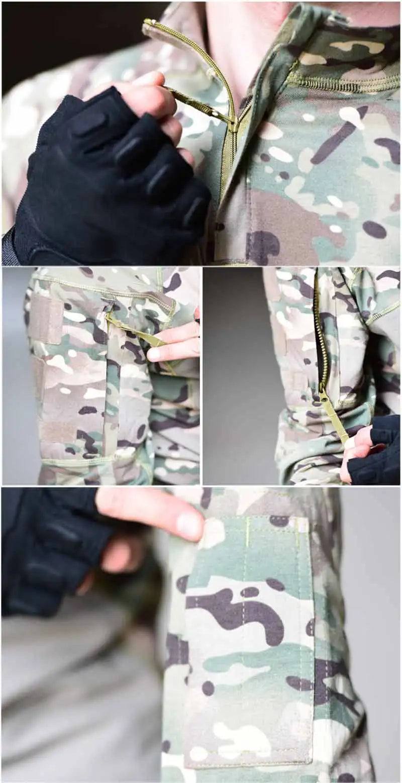 Tactical Shirts Combat Shirt Men Clothing Elasticity Man Shirt wear-resisting Camo T Shirt Long Shirt Hunting Clothes