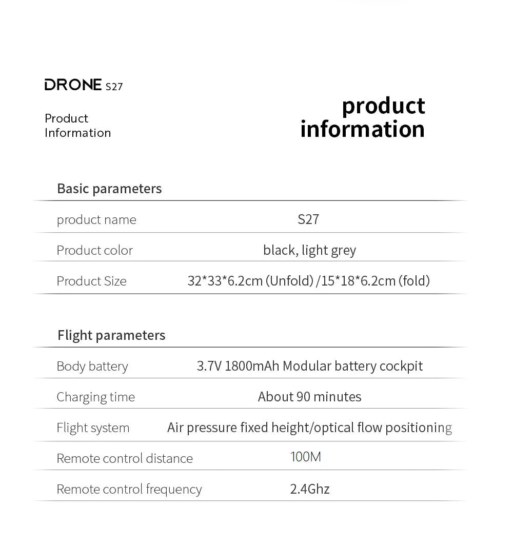 2021 New S27 Mini Drone RC Quadcopter Helicopter with 4K HD Camera Optical flow WIFI FPV Racing Dron Wide Angle Foldable Toy RTF