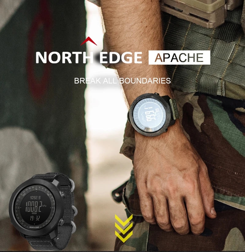 NORTH EDGE Mens Smart Watch Military Army Clock Compass Altimeter Barometer Pedometer Running Digital Smartwatch Waterproof 50m