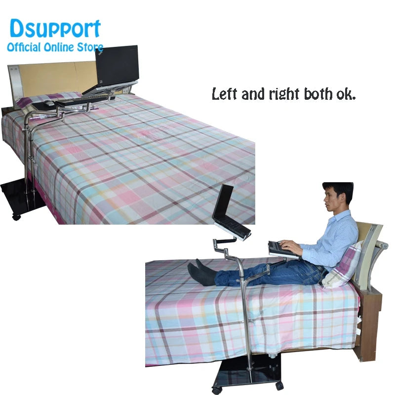 Bedside Moving Laptop Stand Adjustable Sofa Computer Monitor Holder Mount +Keyboard Holder Rotating Laptop Table Lapdesks ok610