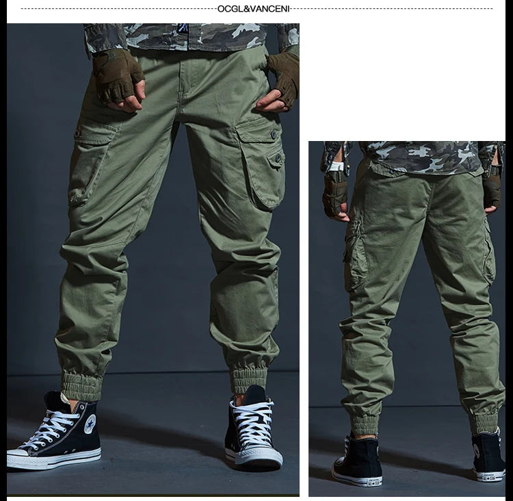 High Quality Khaki Casual Pants Men Tactical Joggers Camouflage Cargo Pants Multi-Pocket Fashions Black Army Trousers Work Wear