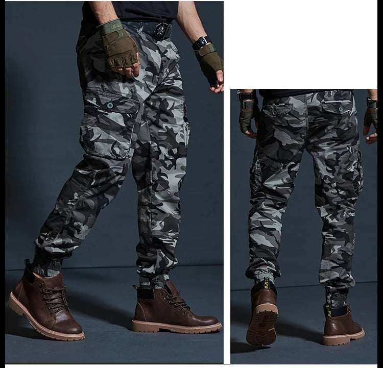 High Quality Khaki Casual Pants Men Tactical Joggers Camouflage Cargo Pants Multi-Pocket Fashions Black Army Trousers Work Wear