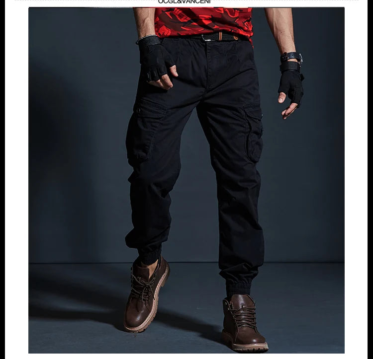 High Quality Khaki Casual Pants Men Tactical Joggers Camouflage Cargo Pants Multi-Pocket Fashions Black Army Trousers Work Wear