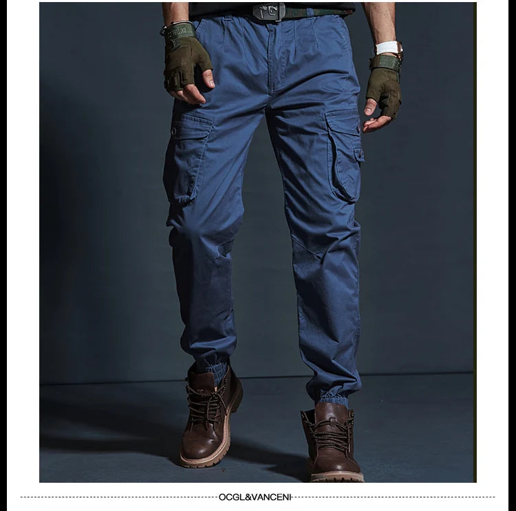 High Quality Khaki Casual Pants Men Tactical Joggers Camouflage Cargo Pants Multi-Pocket Fashions Black Army Trousers Work Wear