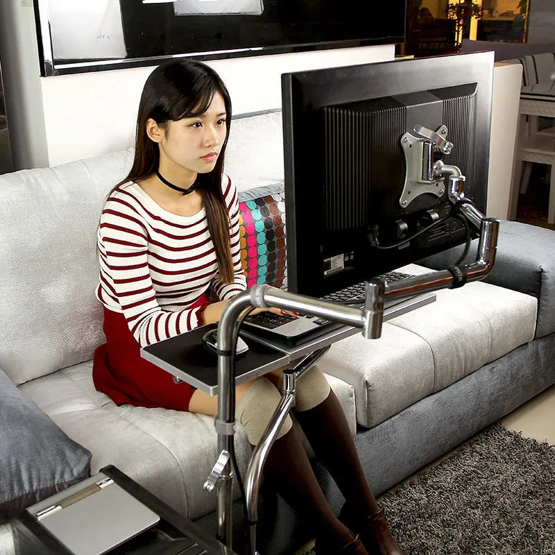 Bedside Moving Laptop Stand Adjustable Sofa Computer Monitor Holder Mount +Keyboard Holder Rotating Laptop Table Lapdesks ok610