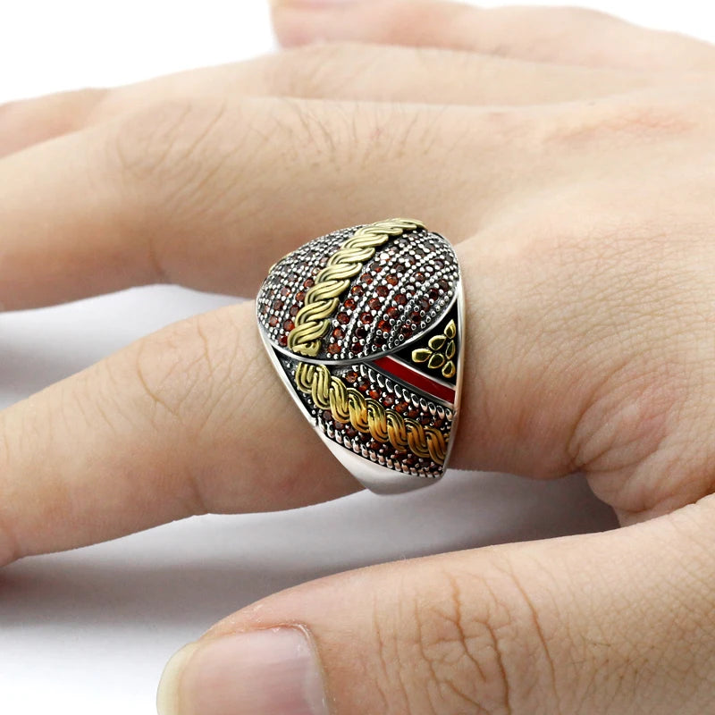 925 Sterling Silver Ring for Men Zircon Stone Jewelry Fashion Vintage Gift Mens Rings Anniversary Lover Gift