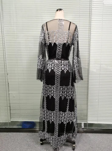 2024 Abaya Dubai Muslim Luxury Dress High Class Embroidery Lace Sequins Ramadan Kaftan Isla African Clothes 2 Piece Set