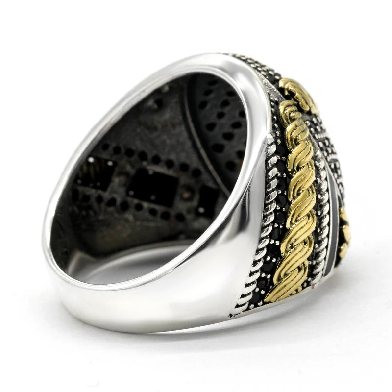 925 Sterling Silver Ring for Men Zircon Stone Jewelry Fashion Vintage Gift Mens Rings Anniversary Lover Gift