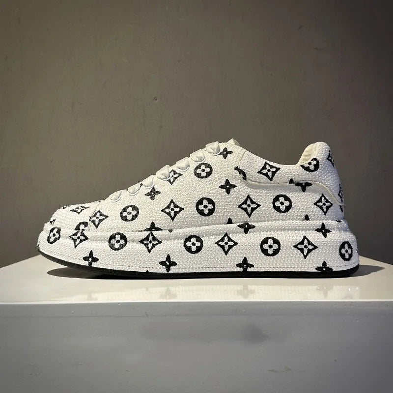 Trendy brand low-top hot diamond board shoes men's solid color foreign style lace-up versatile casual dad shoes