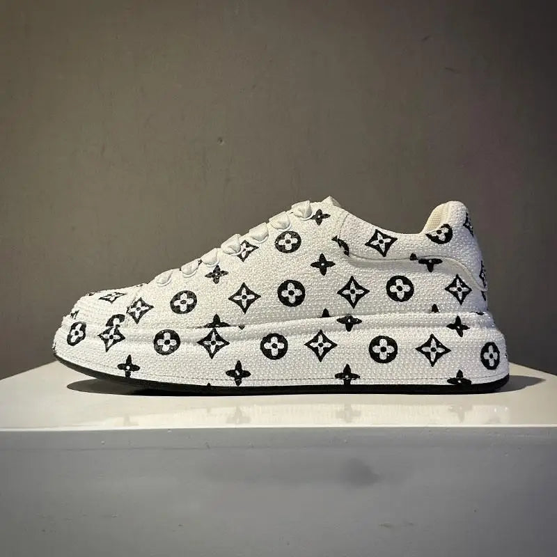 Trendy brand low-top hot diamond board shoes men's solid color foreign style lace-up versatile casual dad shoes