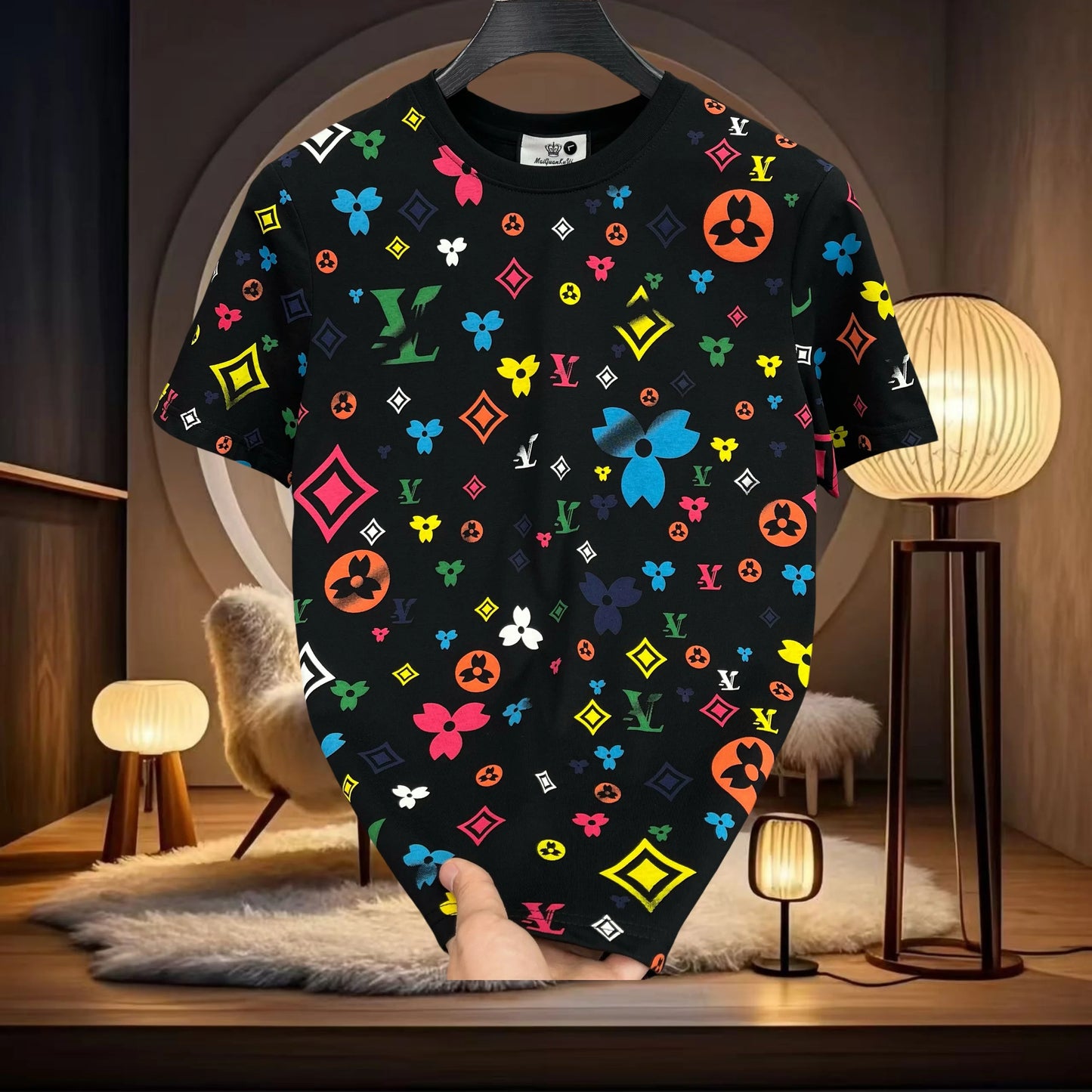 2025 European Casual Short Sleeve T-Shirt Men's Versatile Crew Neck Bottom Shirt Alphabet Casual High Street Half Sleeve Tide