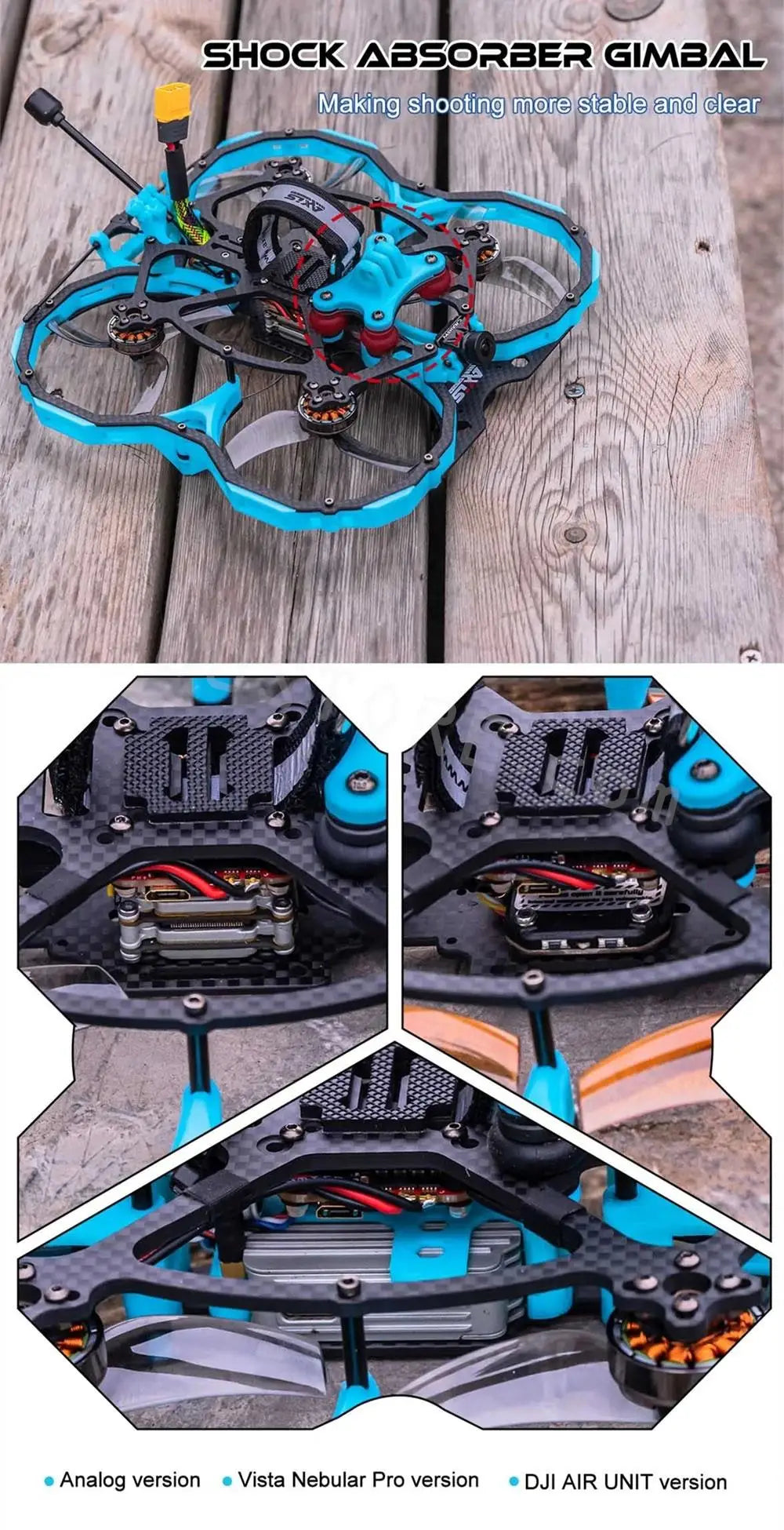 Axisflying Blue Cat C35 HD Analog 152mm F7 AIO 40A ESC 6S 3.5 Inch Cinematic FPV Racing Drone DJI Air Unit Nebula Pro HD System