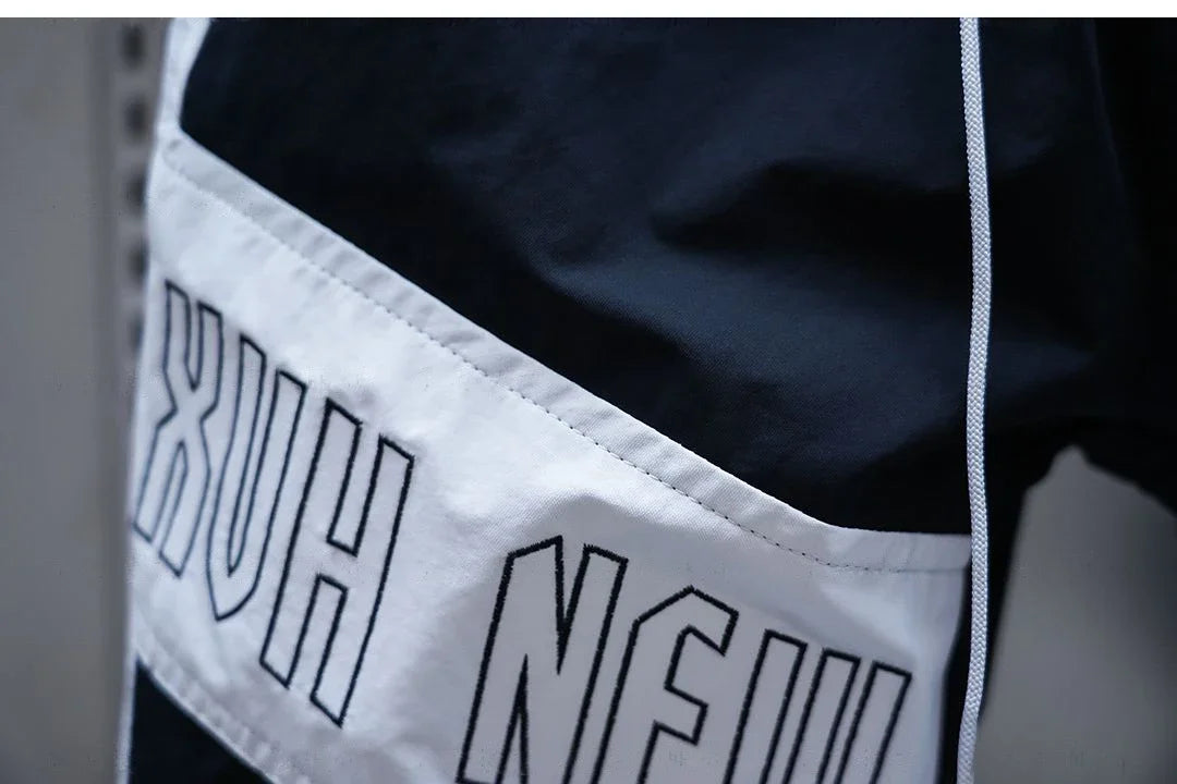 Summer Thin Breathable Trousers Stitching Casual Pants Thin Letter Embroidered Pants Outdoor Jogger Pants Brand Men's Clothing