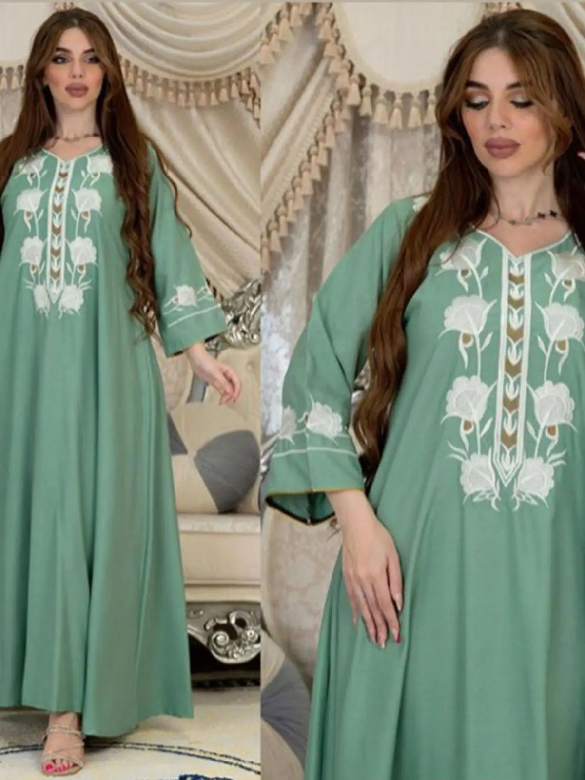 Middle East Evening Dress Set for Women, Muslim Fashion, Islamic Women's Gown, Ramadan, Dubai, Saudi Arabian, New, 2 Pcs