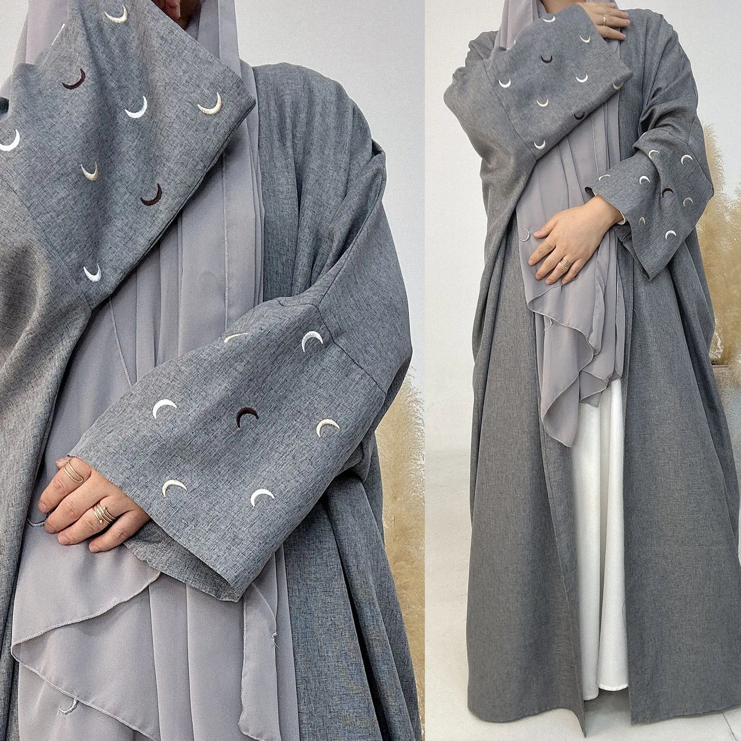 2024 Ramadan Khimar Abaya Saudi Arabia Turkey Islam Embroidery Moon Muslim Cardigan Dress Prayer Clothes Dresses For Women