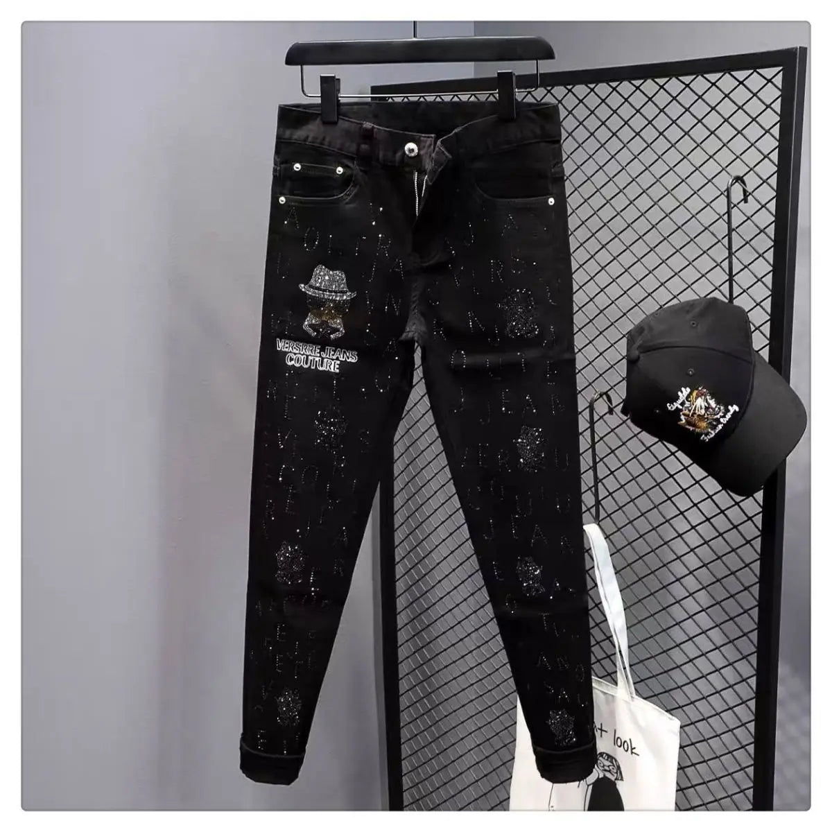 New Arrival Fashion Luxury Brand Designer with Print Hip-hop Boyfriend Men's Slim Luxury Denim Jeans Pants Cowboy Pants for Men