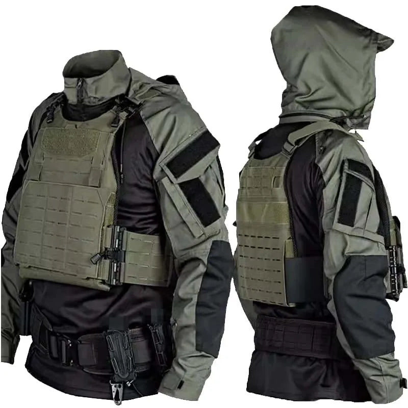 Tactical Shirts Men Long Sleeve Breathable T-shirt Camo Hooded Quick-dry Paintball T-Shirt Tops Wear-resisting