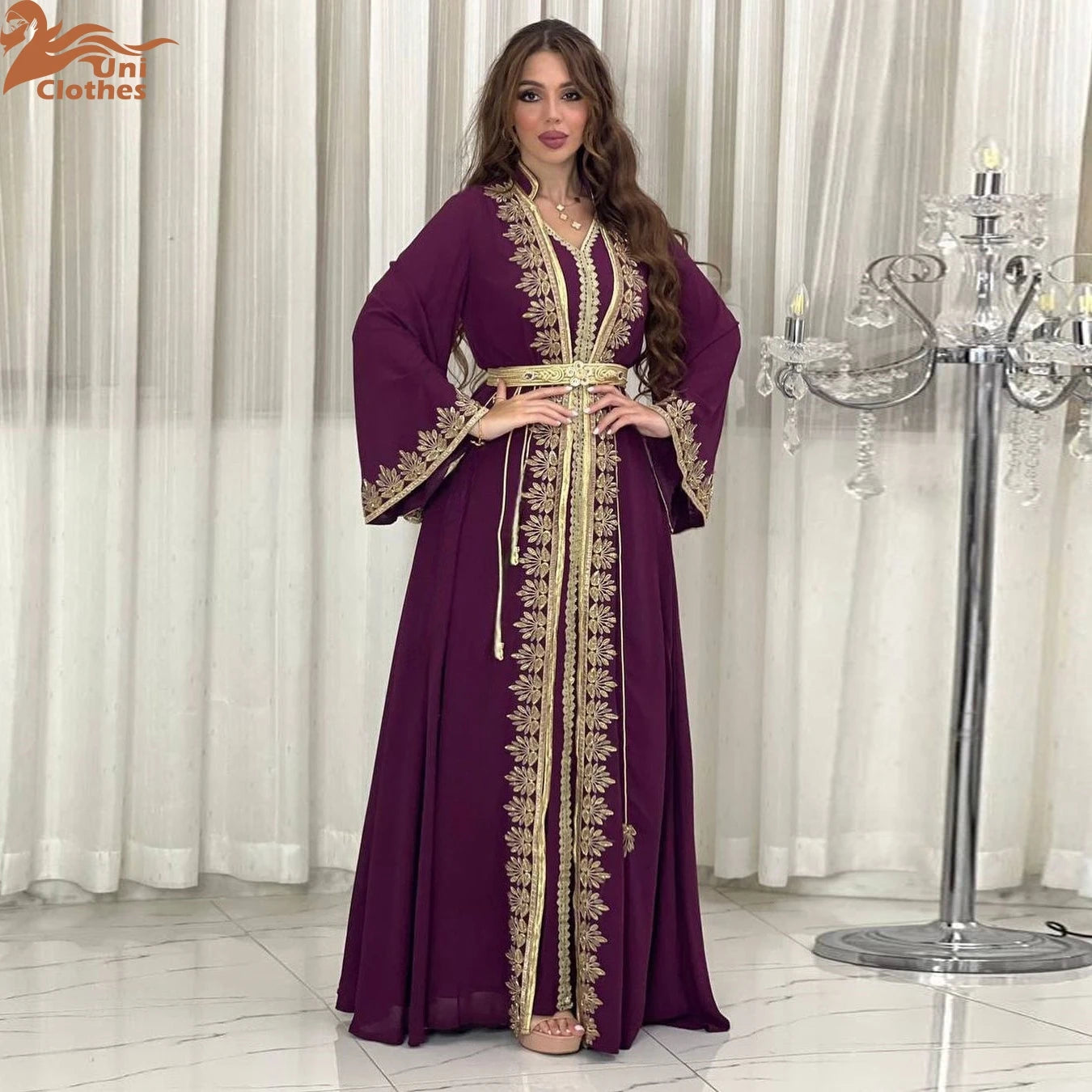 Muslim Sets Women Embroidery Evening Dress Dubai Abaya Turkey Kaftan Eid Djellaba Ramadan Morocco Caftan Jalabiya Vestido AB422