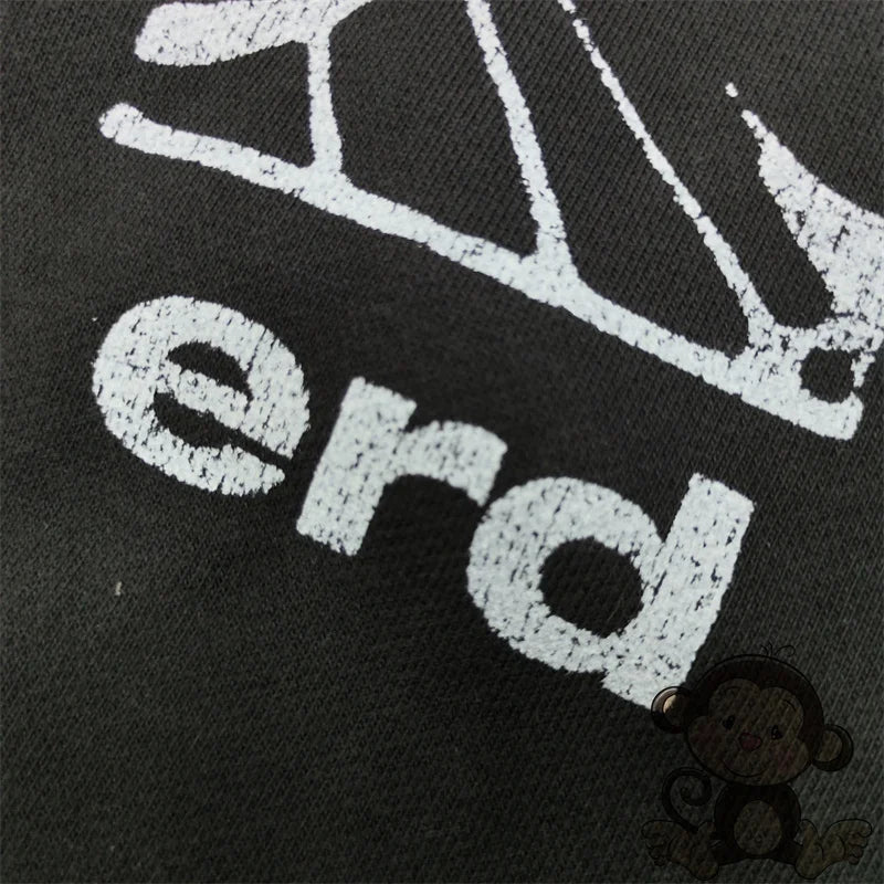 Retro washed black ERD hoodie loose casual men's and women's sportswear