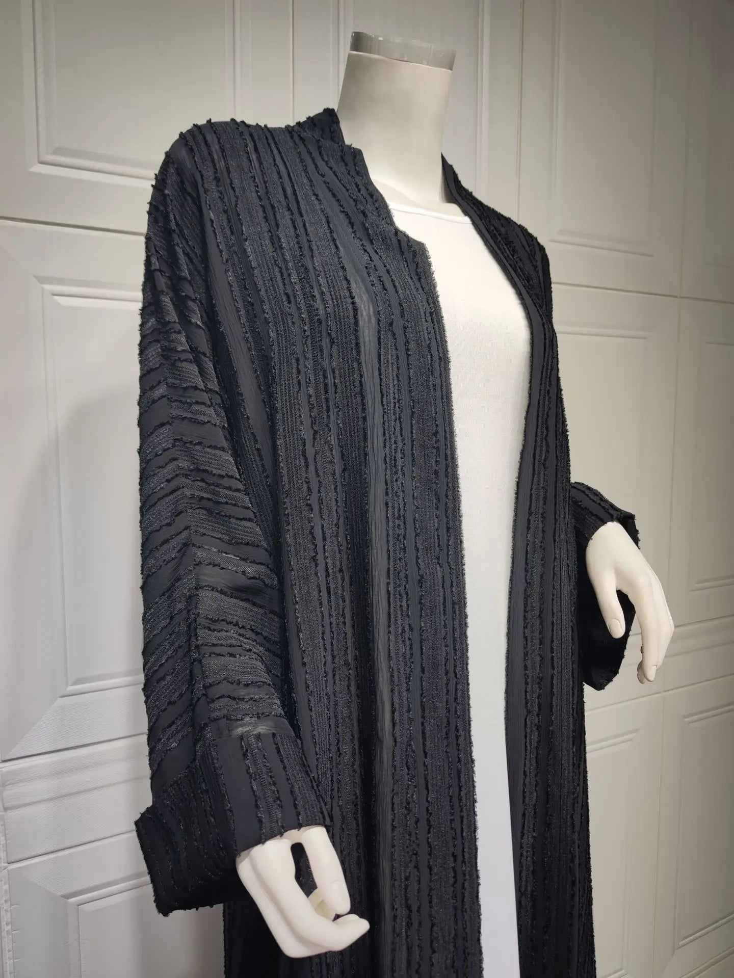 2024 New Fashion Muslim Kimono Abaya Solid Striped Retro Ethnic Cardigan Robe Dubai Middle Eastern Saudi Arabia Eid Clothes
