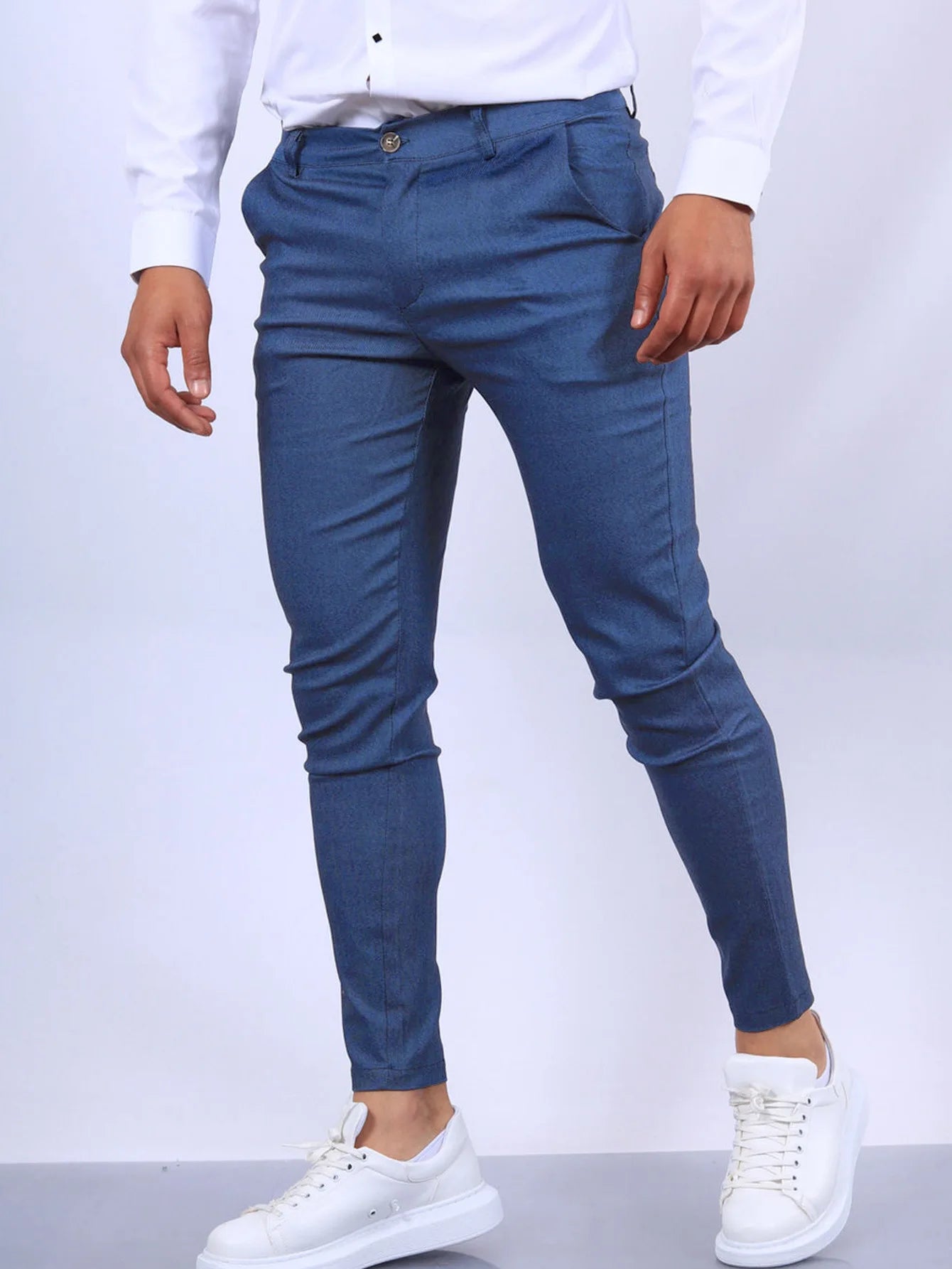 Solid Color Fashion Men's Pants Europe and the United States England Wind Calf Pants Four Seasons Comfortable Casual Formal Pant