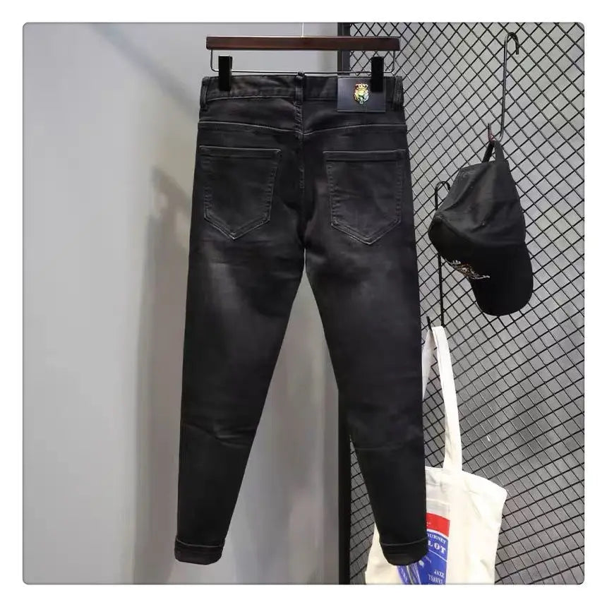 New Arrival Fashion Luxury Brand Designer with Print Hip-hop Boyfriend Men's Slim Luxury Denim Jeans Pants Cowboy Pants for Men