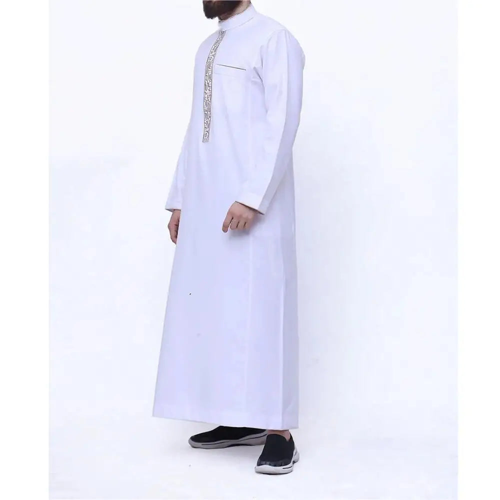 2024 New Cross-border Amazon Arabic Men's Robe Wholesale European and American Muslim Printed Clothing Men's Robe