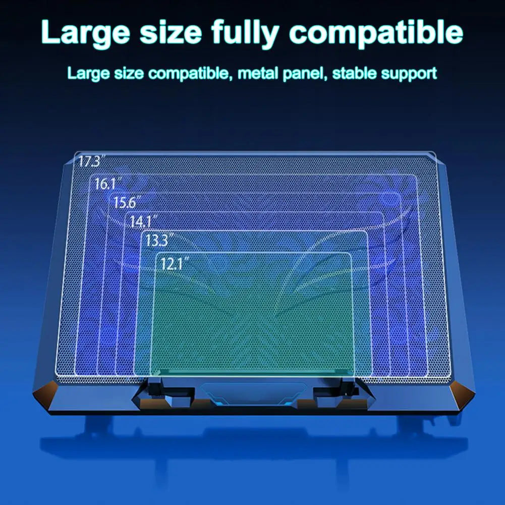 8 Powerful Fans Gaming Laptop Cooler 2 Usb Ports with Rgb Light Hd Display Laptop Cooling Pad Adjustable Notebook Cooler Stand