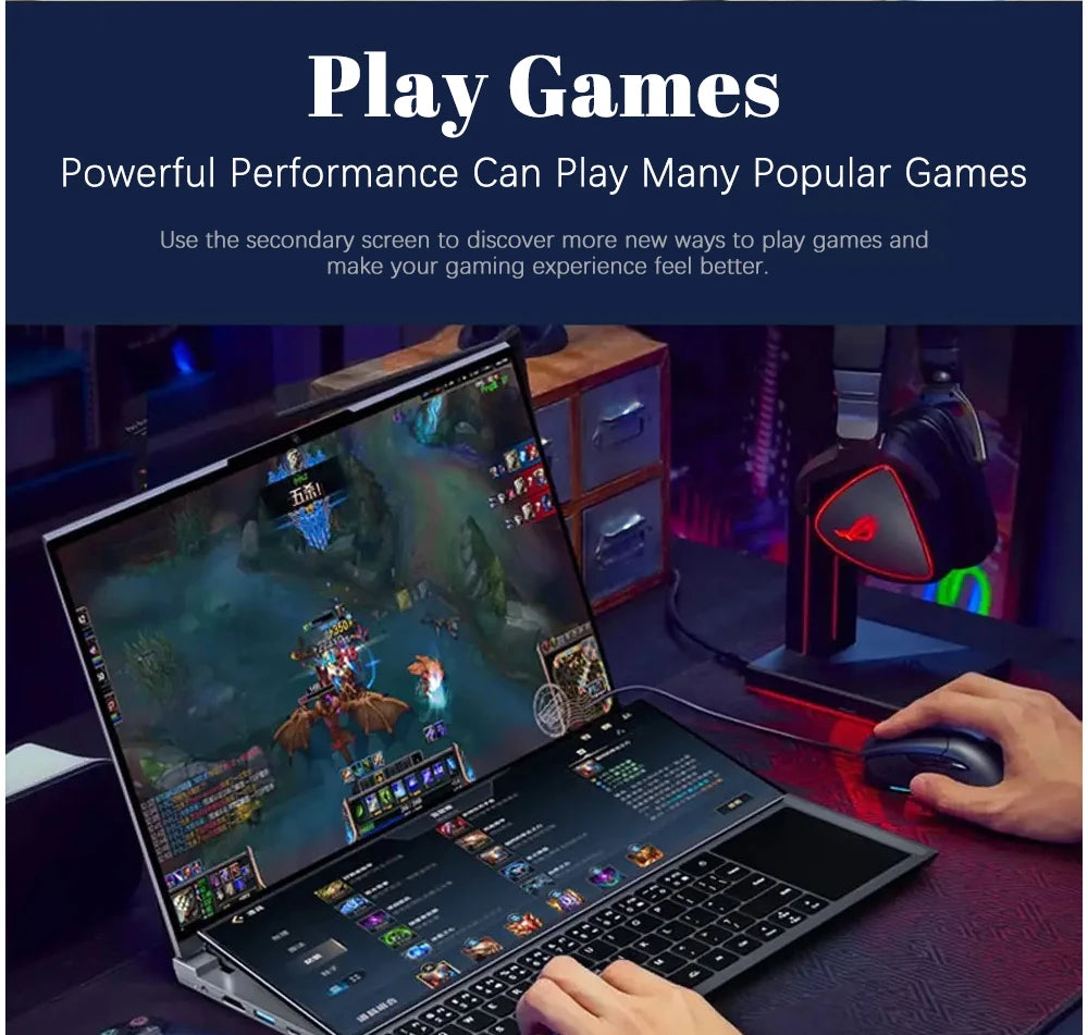 CRELANDER Double Screen Laptop Core i9 10th Generation Windows 11 Touch Screen Gamer Laptop PC Portable Notebook Computer