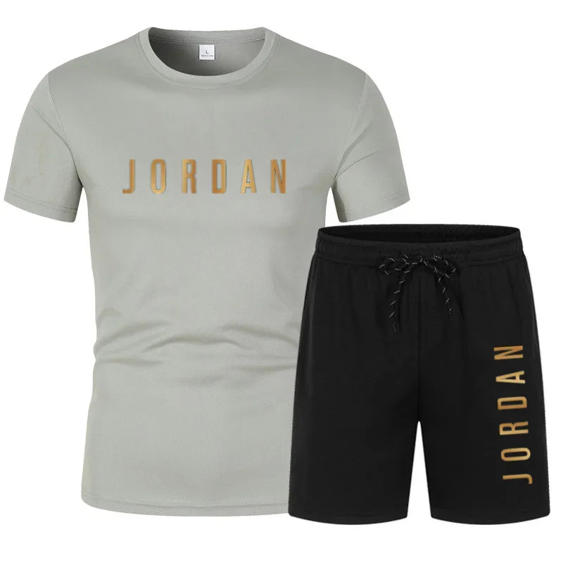 2025 Summer Fashion Trendy Casual Sports Two Piece Set Youth Men's Short sleeved T-shirt+Shorts Set