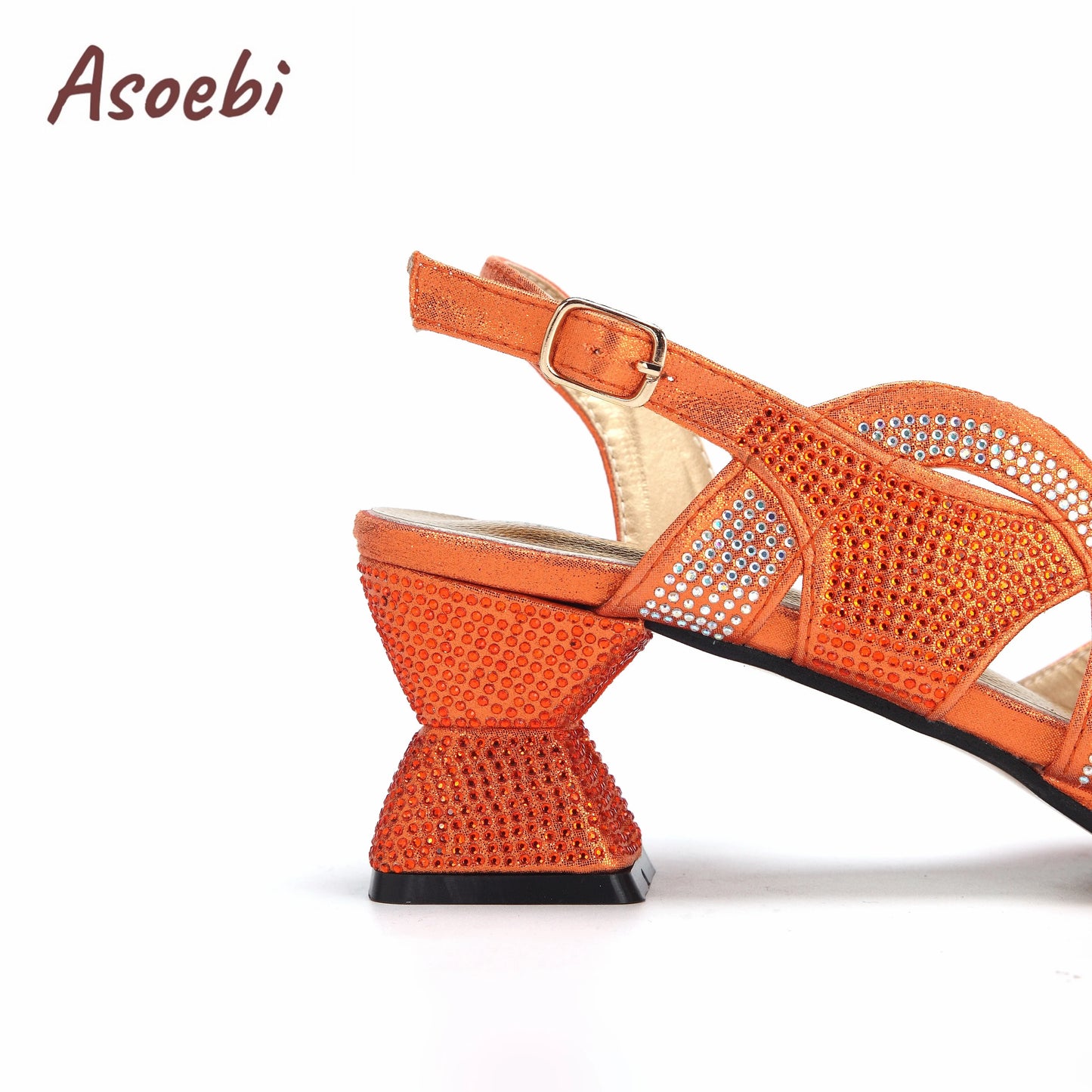 Black Color Sandals for Women 2024 Luxury Comfortable Pumps Low Heels Rhinestone Design Wedding Party Shoes and Bags Set