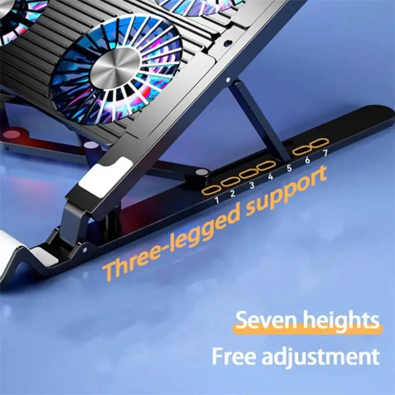 Laptop Cooler Base Stand Foldable Laptop Cooling Pad Portable Height Adjustable Notebook Stand for 11-17.3 Inch with Cool Fans