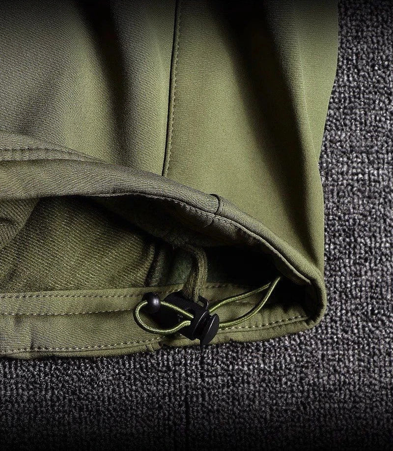 Mens Camo Tactics Set Army Sharkskin Waterproof Hooded Jacket Winter Fleece Work Cargo Suit Multi-pocket Softshell Casual Pants