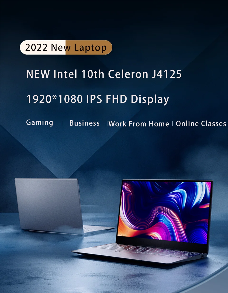 AKPAD Laptop 15.6 Inch Windows 10 11 Pro 1920*1080 Intel Laptop Celeron J4125 12GB RAM 2TB/256GB/512GB/1TB HDMI Notebook