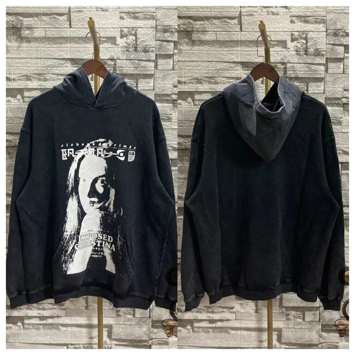 Red letter printed ERD men's hoodie retro pure cotton loose casual sportswear streetwear men