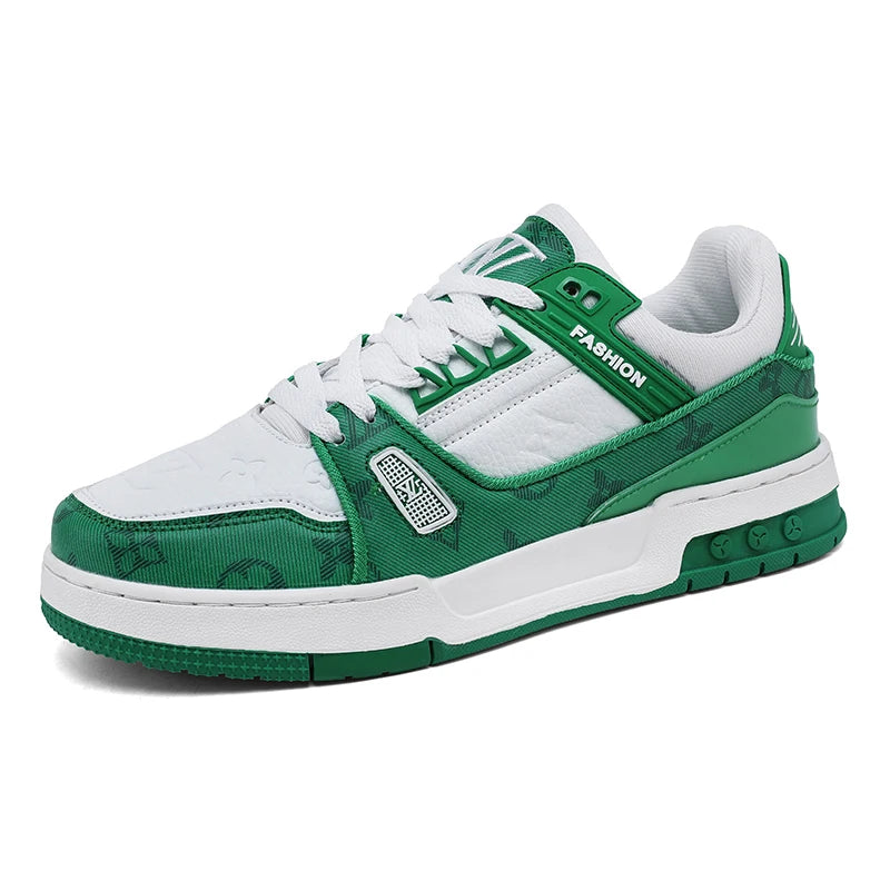 2025 Spring Korean Style Printed Men's Thick-Soled Sneakers Trendy Low-Cut Casual Shoes Lightweight Versatile Couple White Shoes
