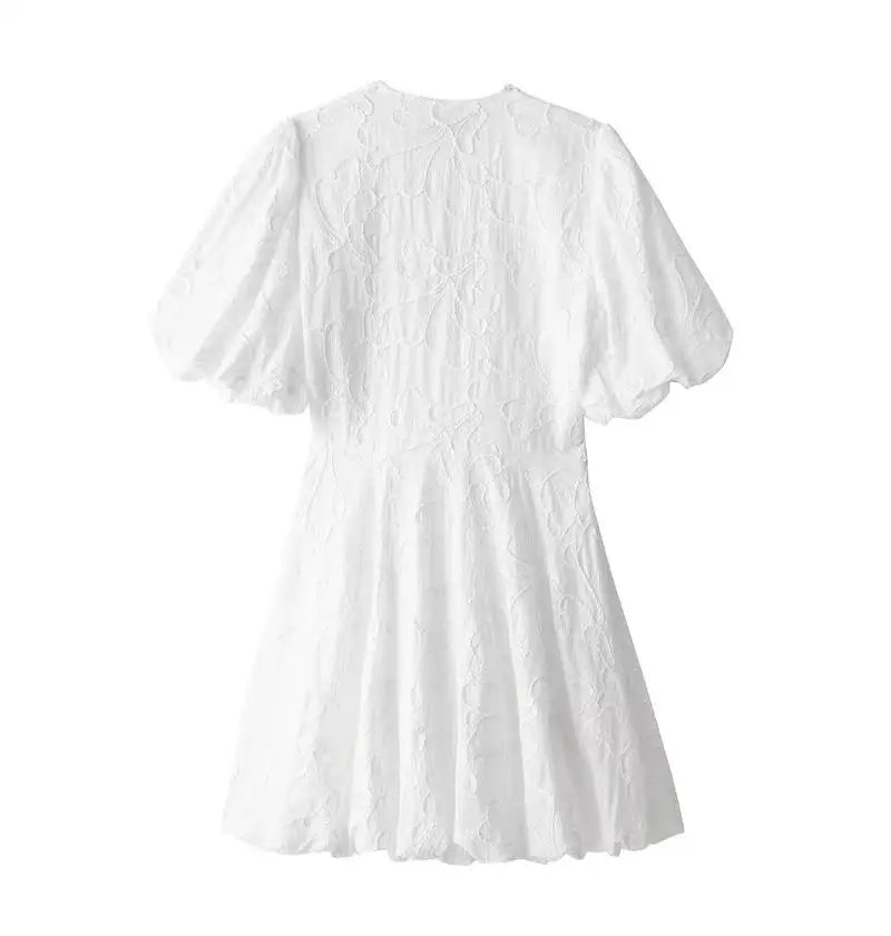 2024 New Embroidered Dresses Summer Women's Fashion Slim V-neck Elegant Vacation Mini Women's Dress Youth Street Party Dress