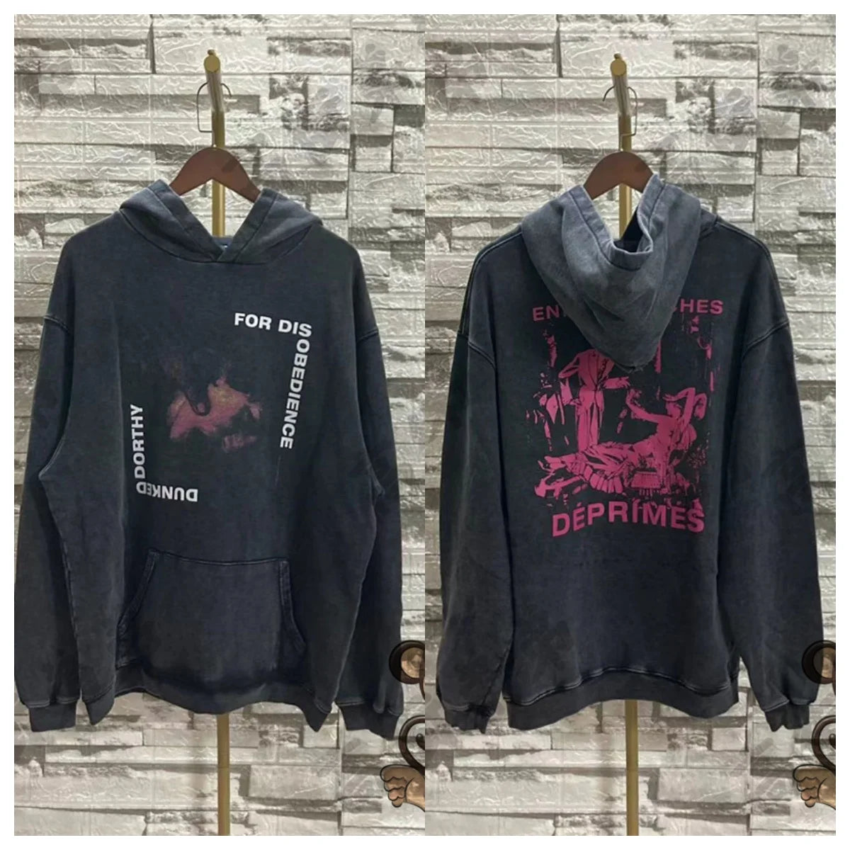 Red letter printed ERD men's hoodie retro pure cotton loose casual sportswear streetwear men
